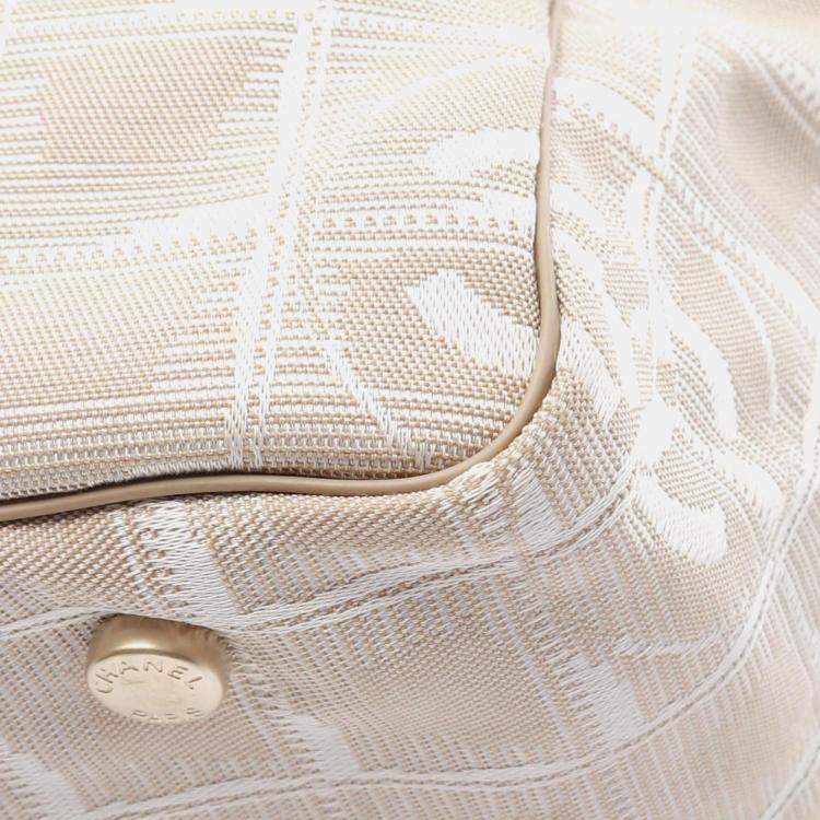 Pre Owned Chanel New Travel Line Mm Tote Handbag  Leather Nylon Canvas Pink Ghw