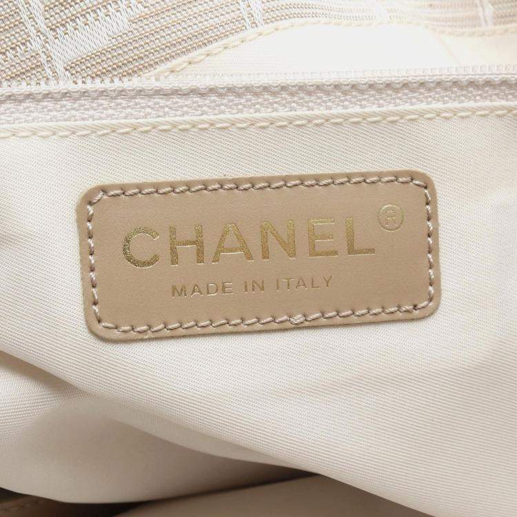 Pre Owned Chanel New Travel Line Mm Tote Handbag  Leather Nylon Canvas Pink Ghw