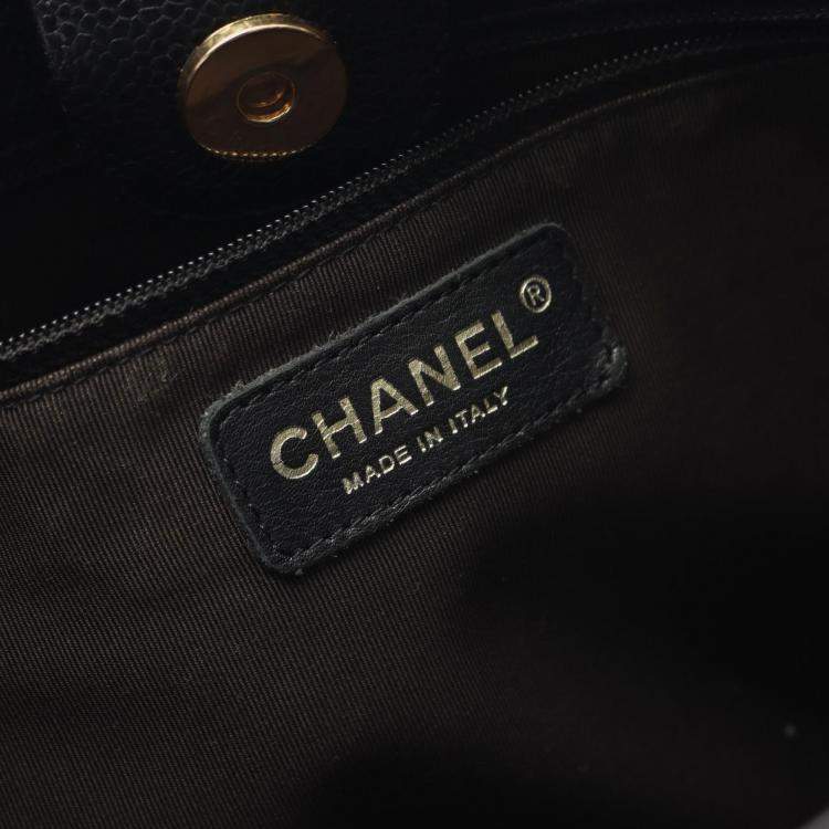 Pre Owned Chanel PST Black Leather Chain Tote Bag