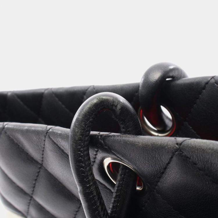 Pre Owned Chanel Cambon Ligne Large Black/White Lambskin Tote Bag
