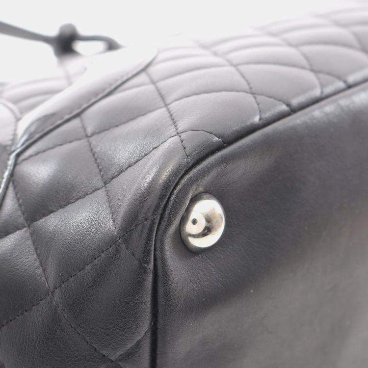 Pre Owned Chanel Cambon Ligne Large Black Patent Leather Tote Bag