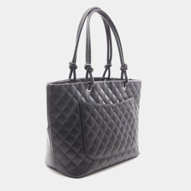 Pre Owned Chanel Cambon Ligne Large Black Patent Leather Tote Bag