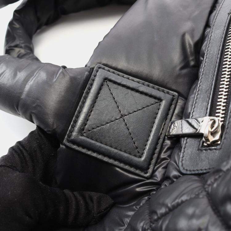 Pre Owned Chanel Coco Cocoon Black Nylon Reversible Tote Bag