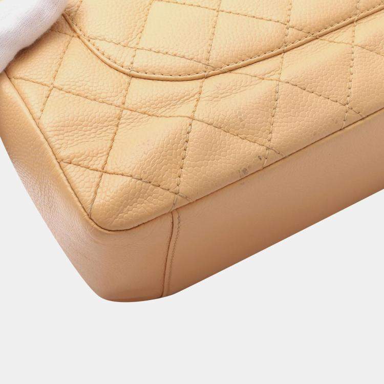 Pre Owned Chanel Grand Shopper Beige Calfskin Chain Tote Bag