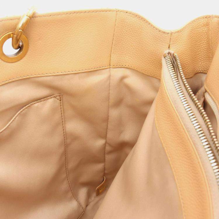 Pre Owned Chanel Grand Shopper Beige Calfskin Chain Tote Bag