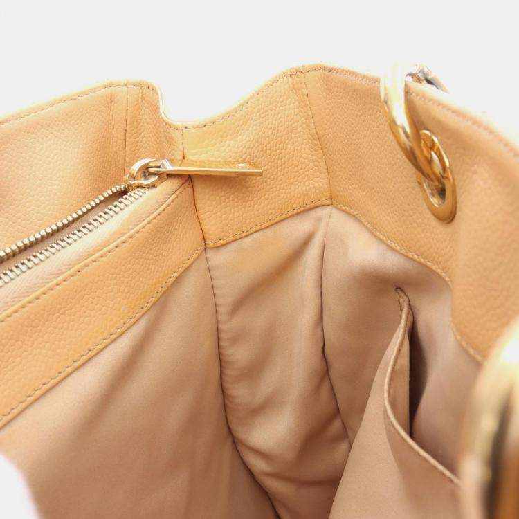 Pre Owned Chanel Grand Shopper Beige Calfskin Chain Tote Bag