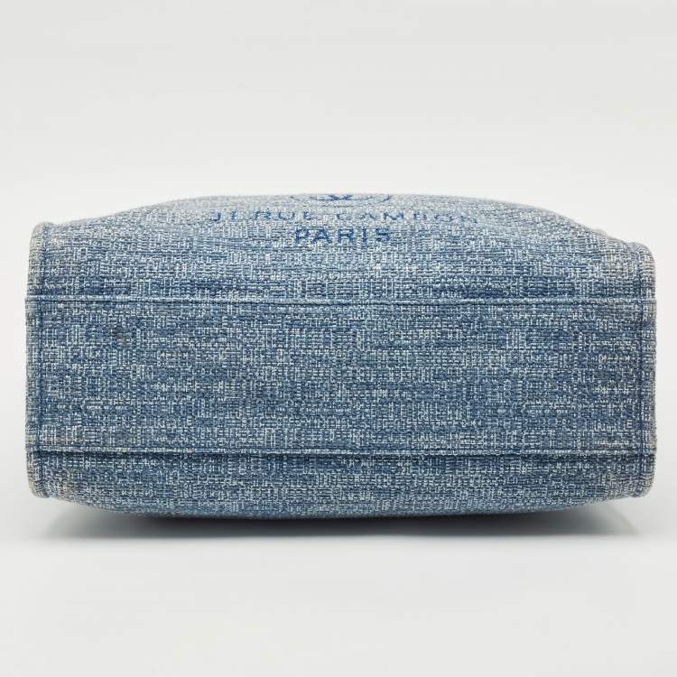 Pre Owned Chanel Blue Tweed Large Deauville Shopper Tote
