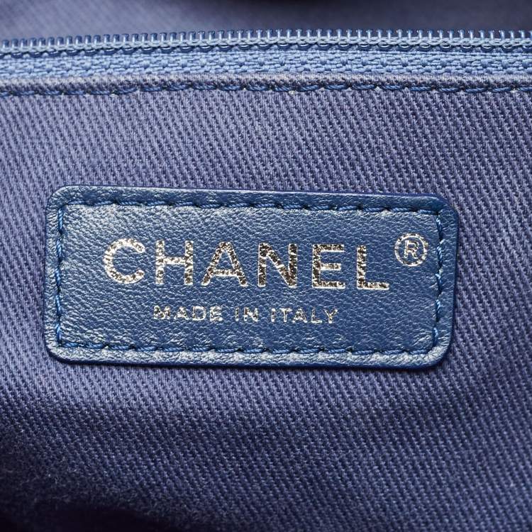 Pre Owned Chanel Blue Tweed Large Deauville Shopper Tote