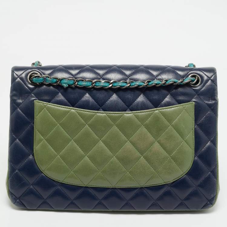 Pre Owned Chanel Tricolor Quilted Leather Jumbo Classic Double Flap Bag