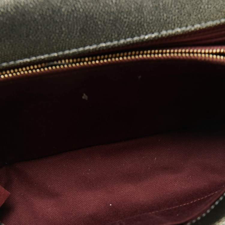 Pre Owned Chanel Silver Quilted Caviar Leather Small Coco Top Handle Bag