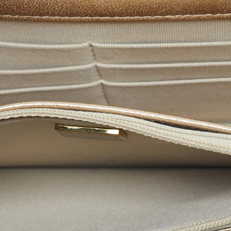 Pre Owned Chanel Gold Quilted Leather Wallet on Chain