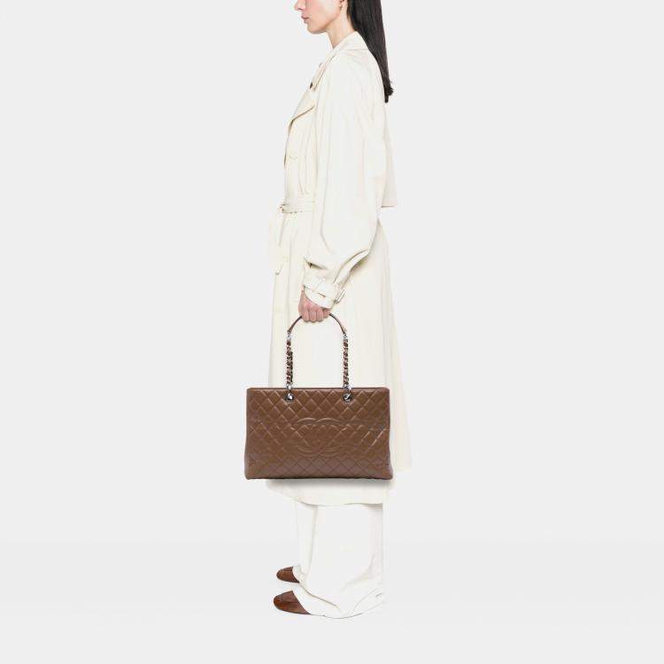 Pre Owned Chanel Brown Caviar Grand Shopping Tote XL