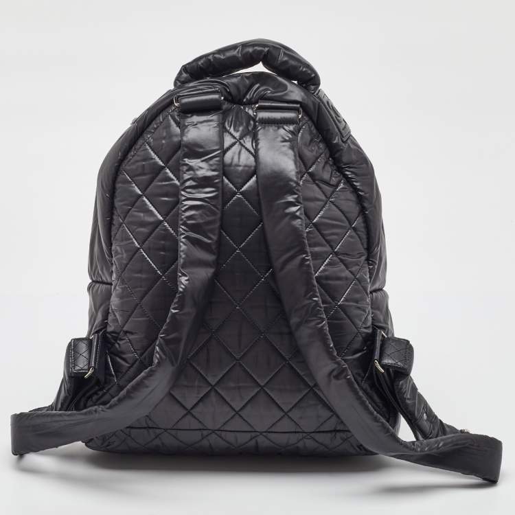 Pre Owned Chanel Black Quilted Nylon Coco Cocoon Backpack