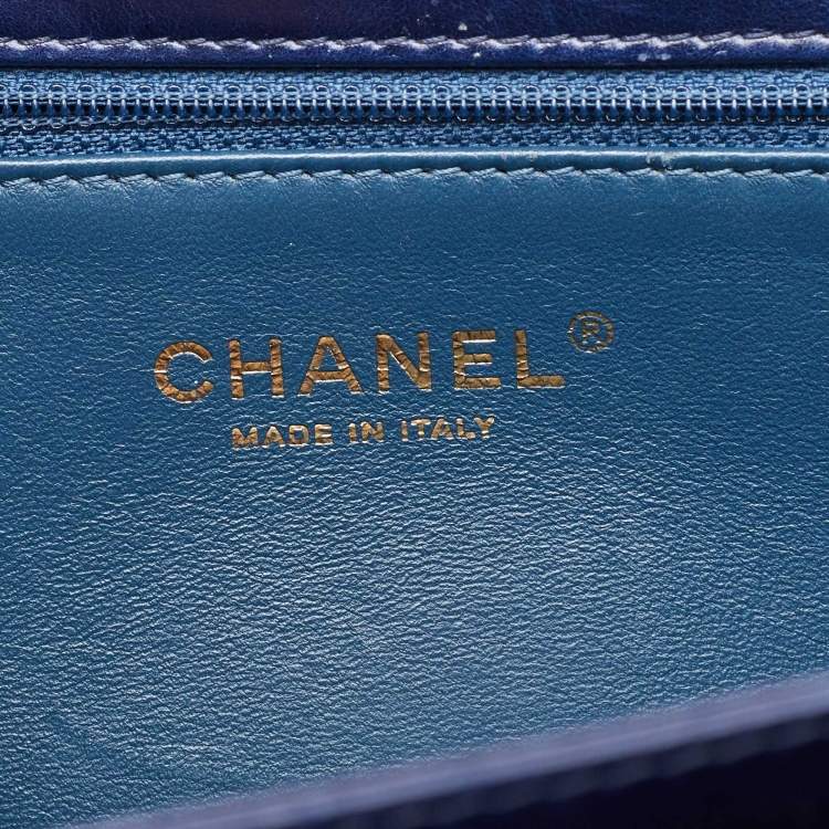 Pre Owned Chanel Navy Blue Quilted Leather Paris-Cosmopolite Straight Lined Flap Bag