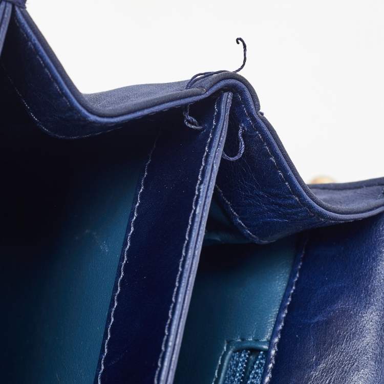 Pre Owned Chanel Navy Blue Quilted Leather Paris-Cosmopolite Straight Lined Flap Bag