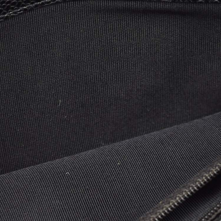 Pre Owned Chanel Black Quilted Caviar Leather L Yen Wallet