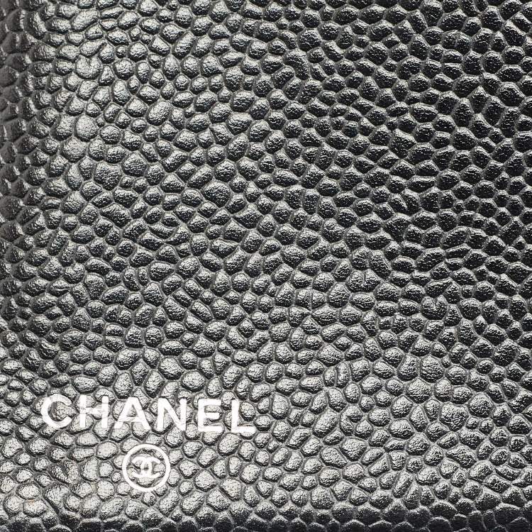 Pre Owned Chanel Black Quilted Caviar Leather L Yen Wallet