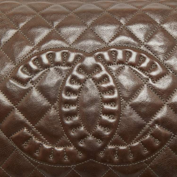 Pre Owned Chanel Dark Brown Quilted Leather Istanbul Accordion Flap Bag