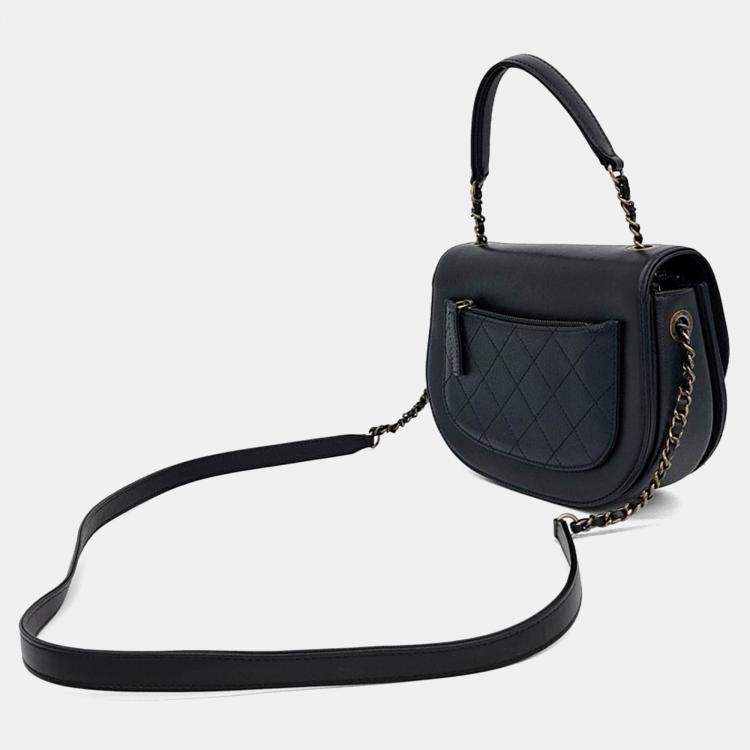 Pre Owned Chanel Black Leather Coco Curve Tote