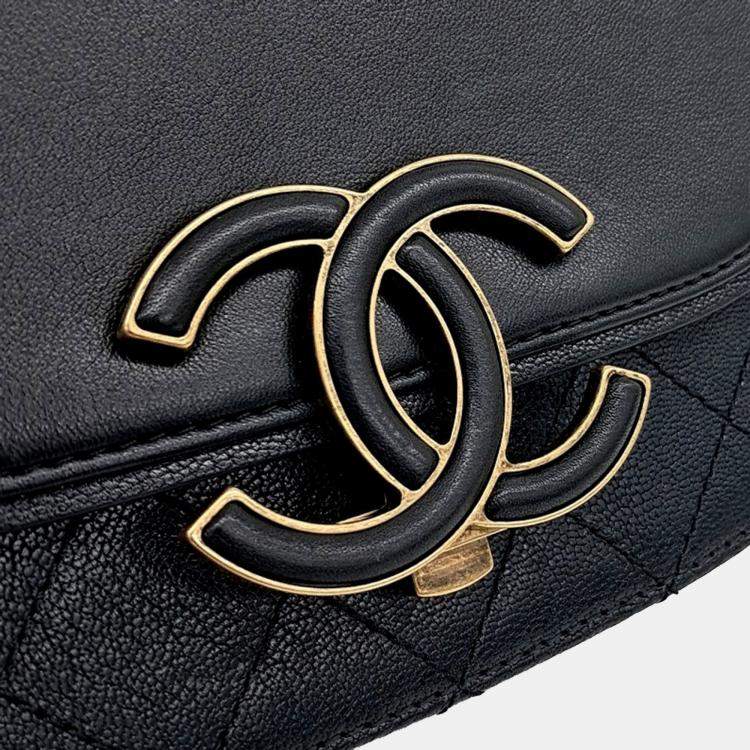 Pre Owned Chanel Black Leather Coco Curve Tote