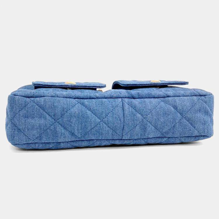 Pre Owned Chanel Blue Denim Hobo Bag