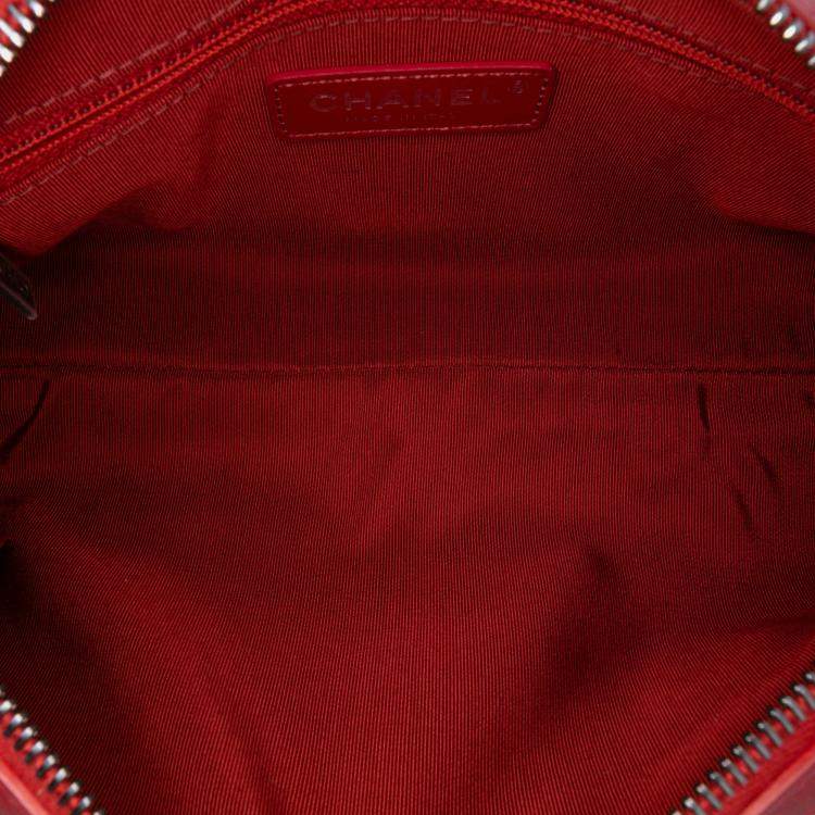Pre Owned Chanel Red Calfskin Signature Chain 20s Bowling Bag