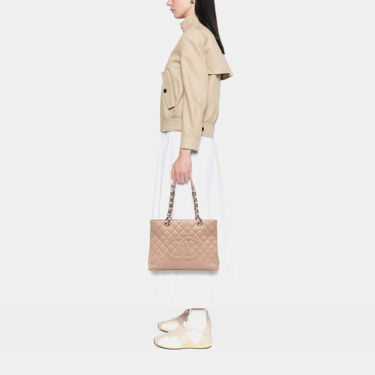 Pre Owned Chanel Brown Caviar Grand Shopping Tote
