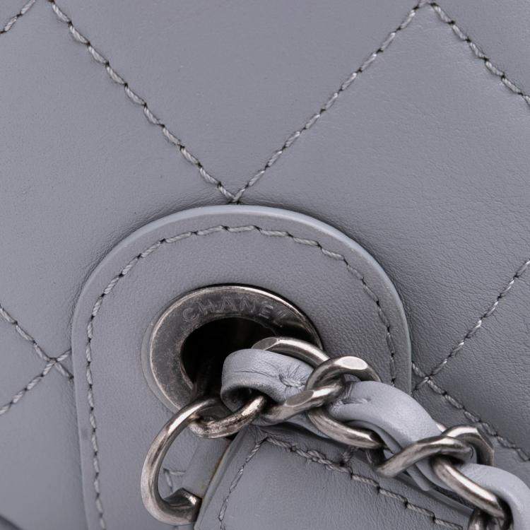 Pre Owned Chanel Grey Calfskin Signature Chain 20s Bowling Bag