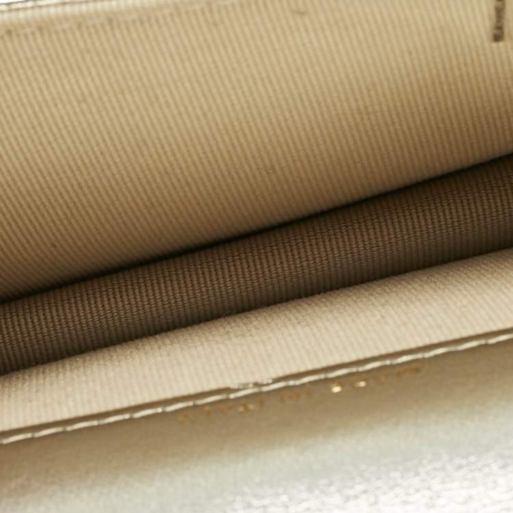 Pre Owned Chanel Metallic Pink Quilted Leather CC Flap Chain Belt Bag 