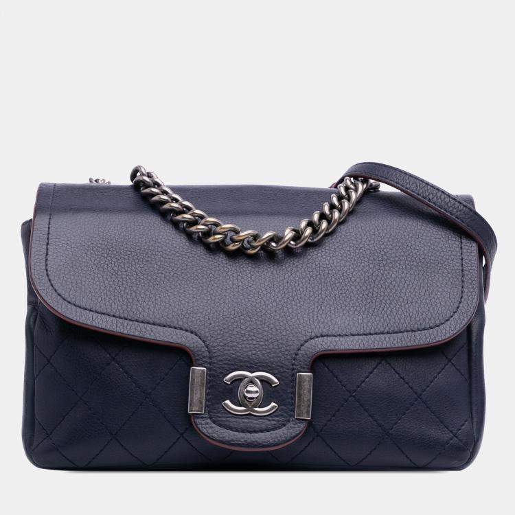 Pre Owned Chanel Blue Paris-Greece Calfskin Archi Chic Flap Bag