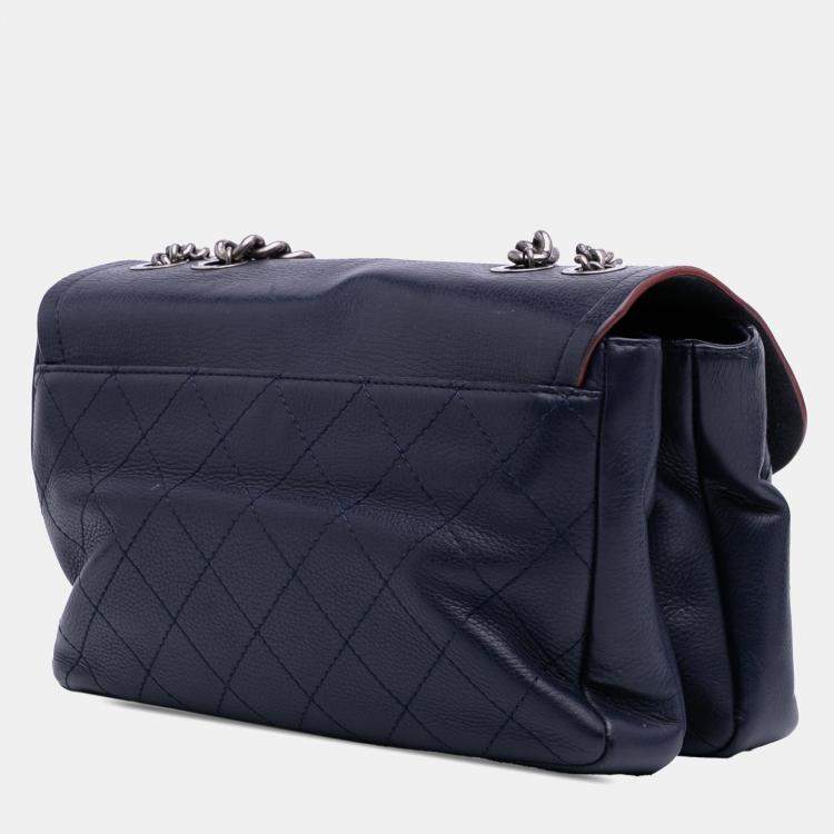 Pre Owned Chanel Blue Paris-Greece Calfskin Archi Chic Flap Bag