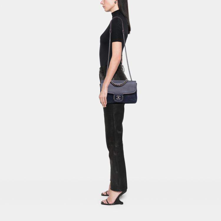 Pre Owned Chanel Blue Paris-Greece Calfskin Archi Chic Flap Bag