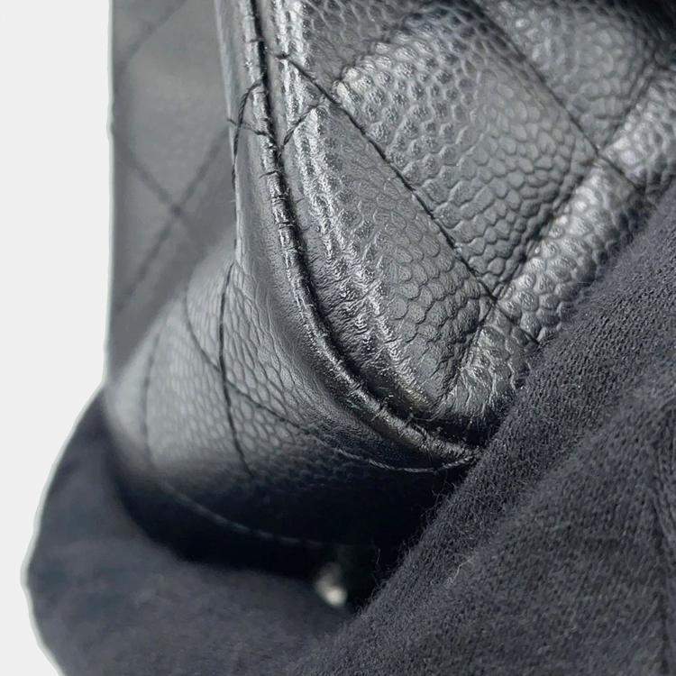 Pre Owned Chanel Square Flap Mini Black Caviar Leather Quilted Shoulder Bag