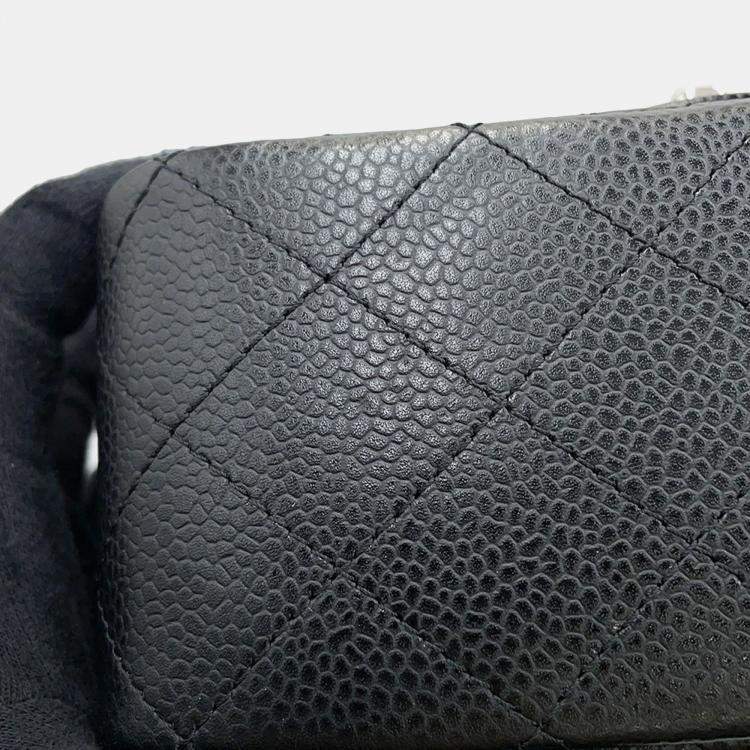 Pre Owned Chanel Square Flap Mini Black Caviar Leather Quilted Shoulder Bag