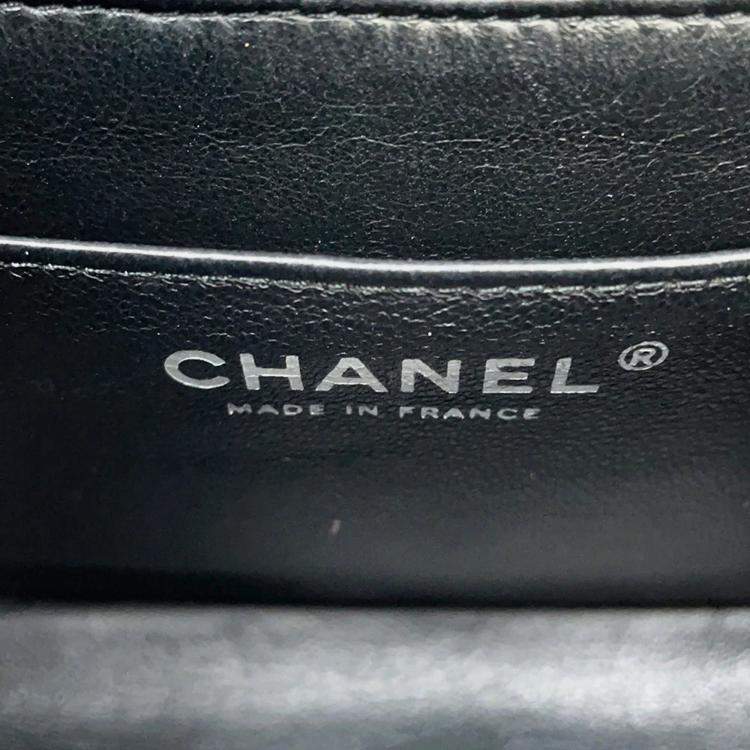 Pre Owned Chanel Square Flap Mini Black Caviar Leather Quilted Shoulder Bag
