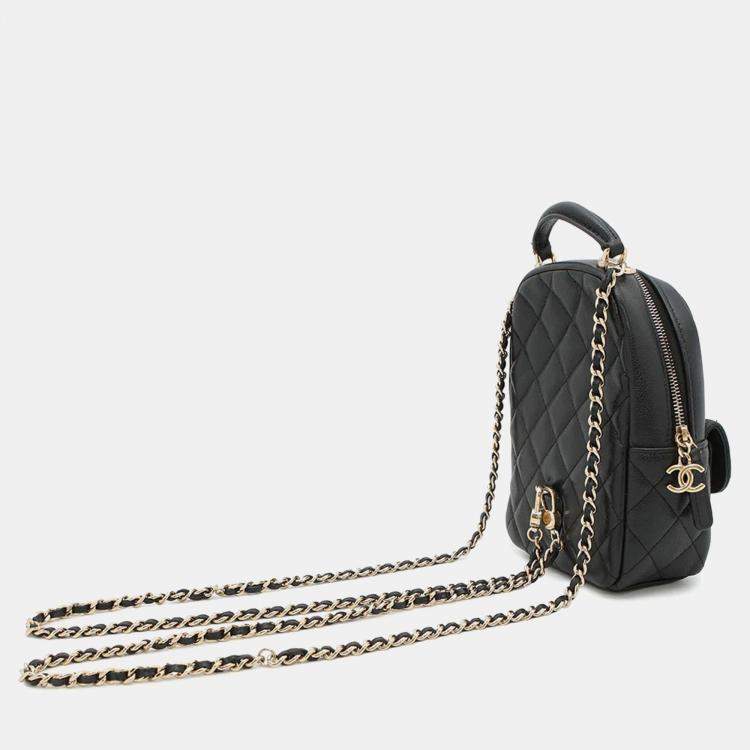 Pre Owned Chanel Matelasse Timeless Classics Mini Backpack Blackap3753 Caviar Leather