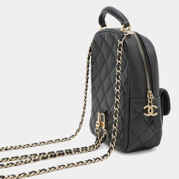 Pre Owned Chanel Matelasse Timeless Classics Mini Backpack Blackap3753 Caviar Leather