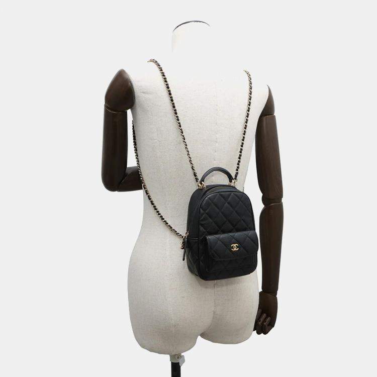 Pre Owned Chanel Matelasse Timeless Classics Mini Backpack Blackap3753 Caviar Leather