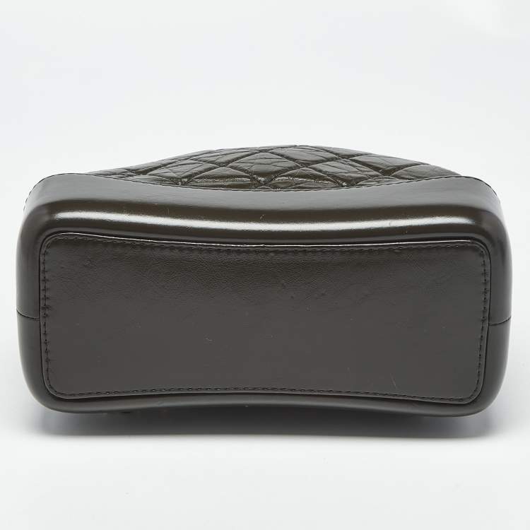 Pre Owned Chanel Dark Green Quilted Aged Leather Small Gabrielle Backpack