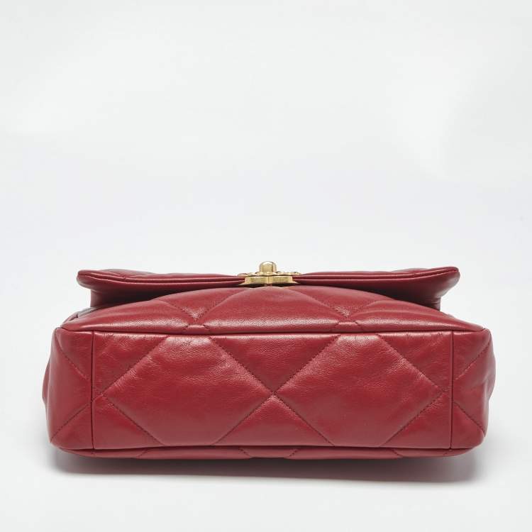 Pre Owned Chanel Red Quilted Leather Large 19 Flap Bag