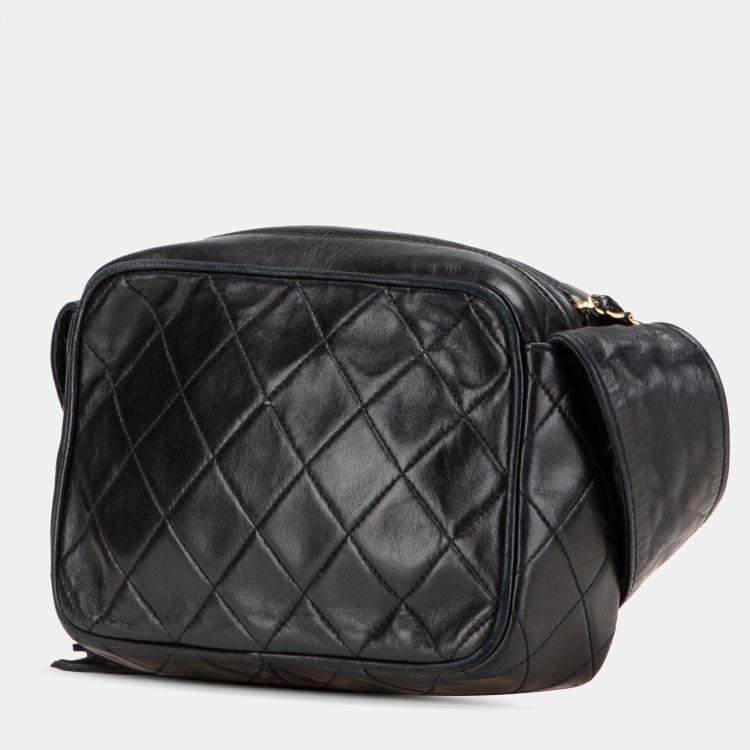 Pre Owned Chanel Black Mini CC Diamond Quilted Lambskin Tassel Camera Bag