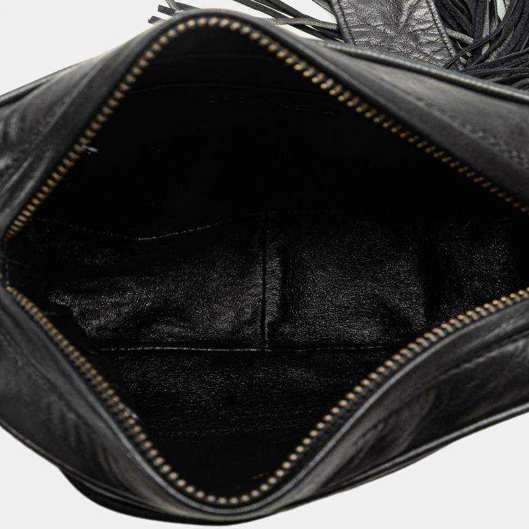 Pre Owned Chanel Black Mini CC Diamond Quilted Lambskin Tassel Camera Bag