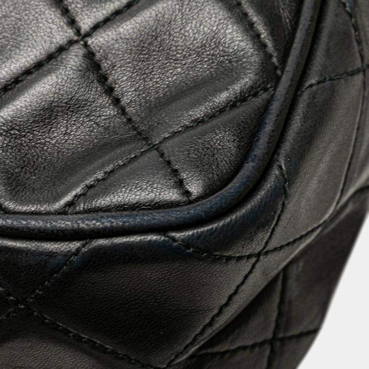 Pre Owned Chanel Black Mini CC Diamond Quilted Lambskin Tassel Camera Bag
