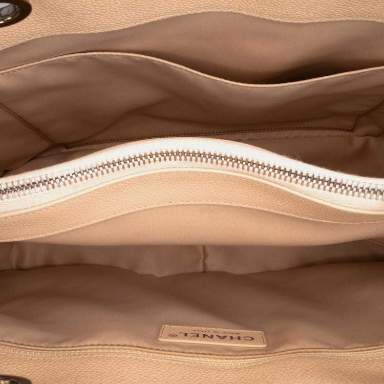Pre Owned Chanel Beige Caviar Grand Shopping Tote
