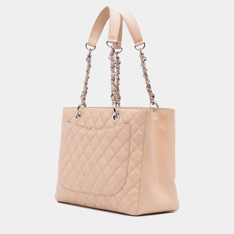 Pre Owned Chanel Beige Caviar Grand Shopping Tote