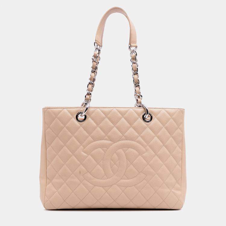 Pre Owned Chanel Beige Caviar Grand Shopping Tote