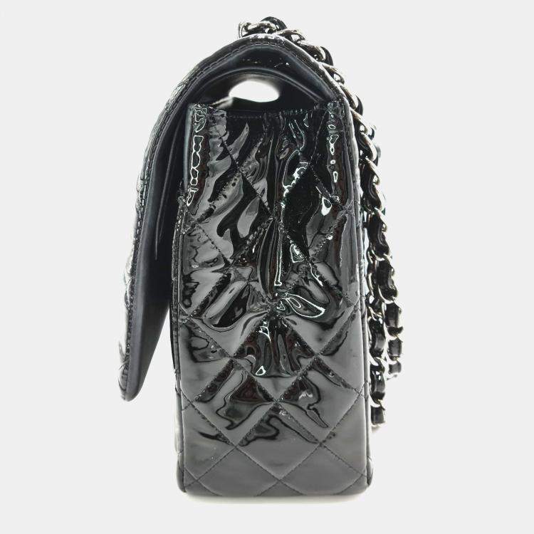 Pre Owned Chanel Classic Maxi Quilted Patent Leather Flap Bag