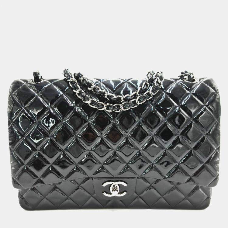 Pre Owned Chanel Classic Maxi Quilted Patent Leather Flap Bag