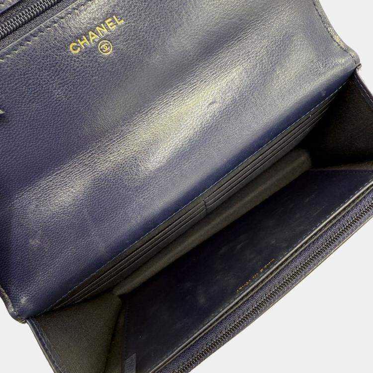 Pre Owned Chanel Navy Lambskin 19 Wallet on Chain Shoulder Bag