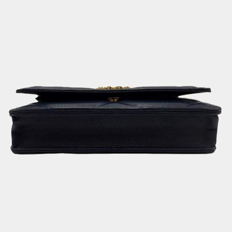 Pre Owned Chanel Navy Lambskin 19 Wallet on Chain Shoulder Bag